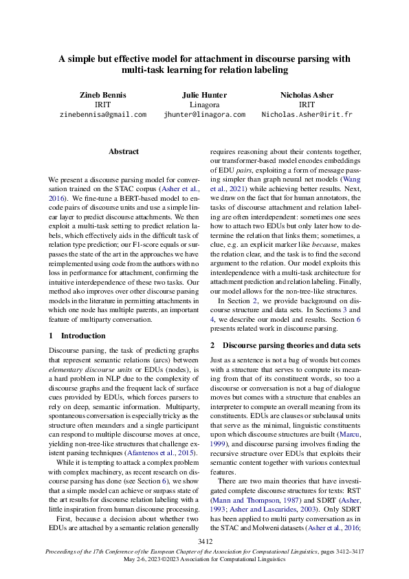 (PDF) A simple but effective model for attachment in discourse parsing ...