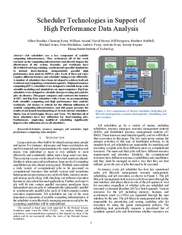 (PDF) Scheduler technologies in support of high performance data analysis