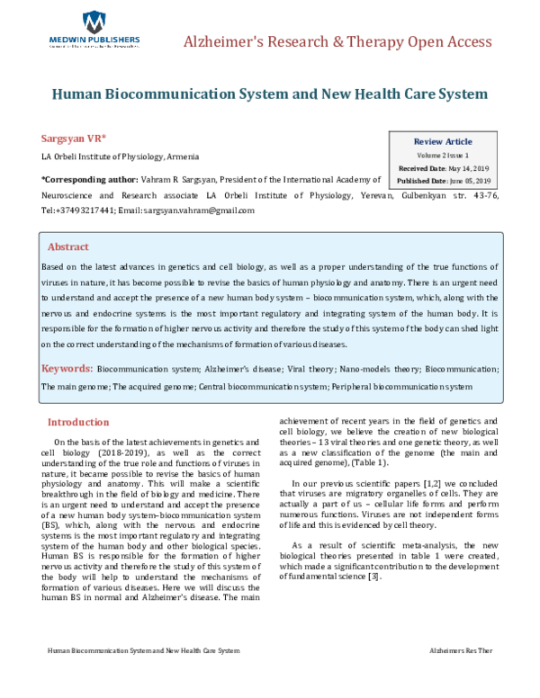 (PDF) Human Biocommunication System and New Health Care System