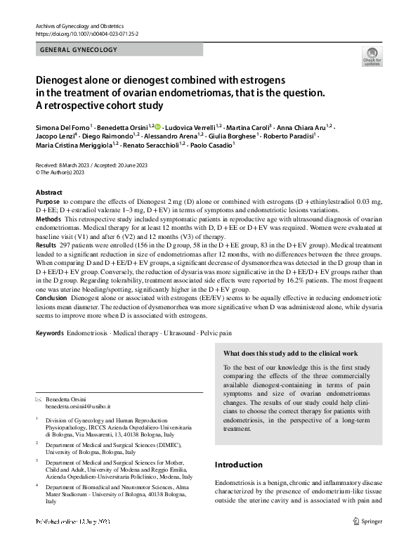 (PDF) Dienogest alone or dienogest combined with estrogens in the ...