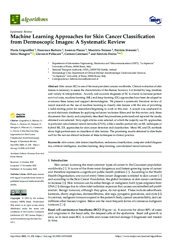 Jane PDF) Machine Learning Approaches for Skin Cancer Classification