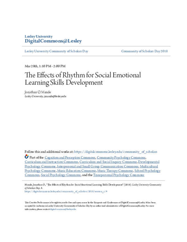 (PDF) The Effects of Rhythm for Social Emotional Learning Skills ...
