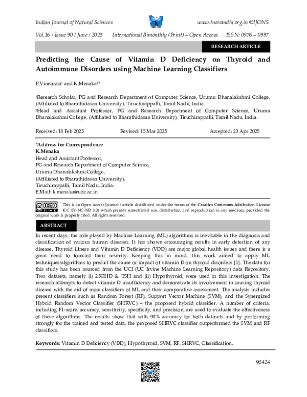 (PDF) Predicting the Cause of Vitamin D Deficiency on Thyroid and ...