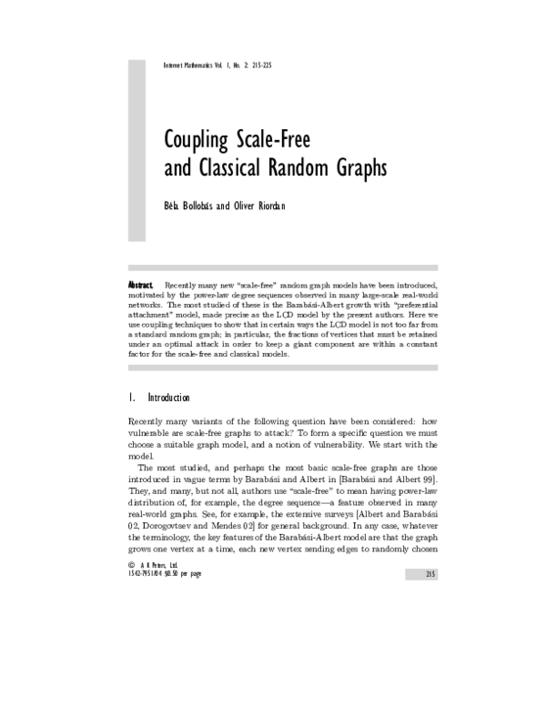 (PDF) Coupling Scale-Free and Classical Random Graphs