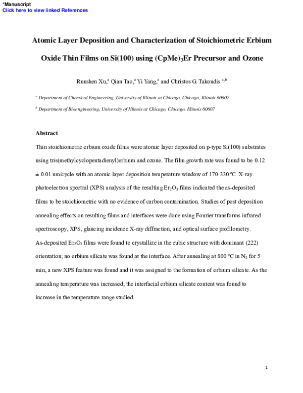 (PDF) Atomic layer deposition and characterization of stoichiometric ...