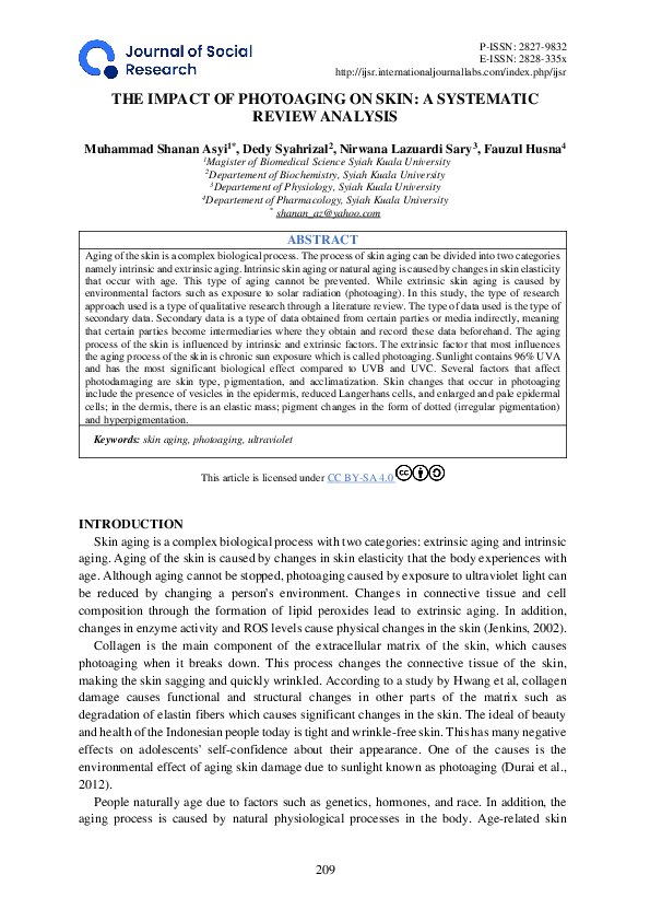 (PDF) The Impact of Photoaging on Skin: A Systematic Review Analysis