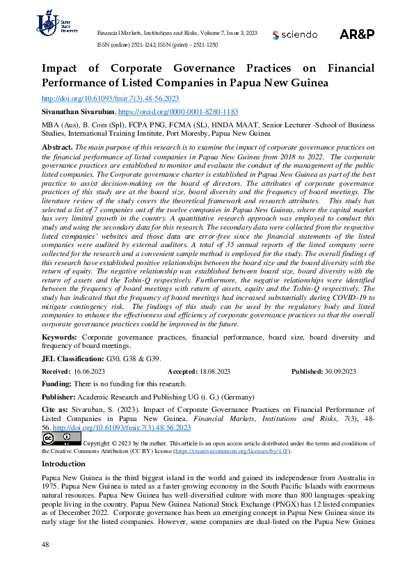 (PDF) Impact of Corporate Governance Practices on Financial Performance ...