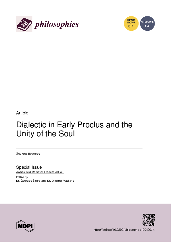 (PDF) Dialectic in Early Proclus and the Unity of the Soul