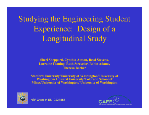 (PDF) Studying the Engineering Student Experience: Design of a ...