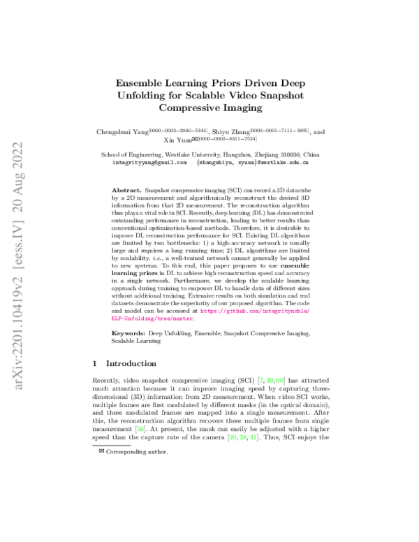 (PDF) Ensemble learning priors unfolding for scalable Snapshot ...