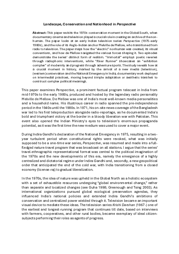 (PDF) Visible Evidence XXXI Graduate Essay Award 2025: Landscape ...