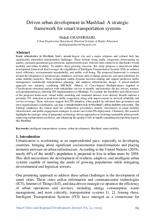 (PDF) Driven urban development in Mashhad: A strategic framework for ...