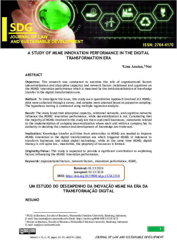 (PDF) A STUDY OF MSME INNOVATION PERFORMANCE IN THE DIGITAL ...