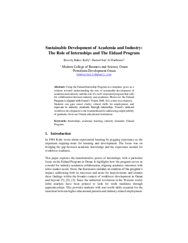 (PDF) Sustainable Development of Academia and Industry: The Role of ...