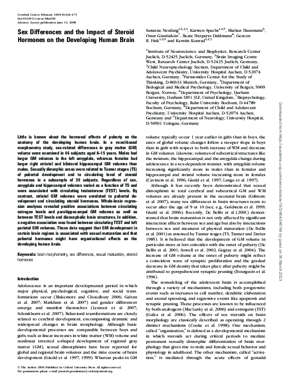 (PDF) Sex Differences and the Impact of Steroid Hormones on the ...
