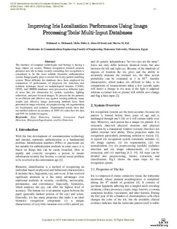 (PDF) Improving Iris Localization Performance Using Image Processing ...