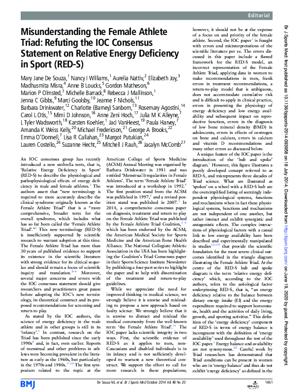 (PDF) Misunderstanding the female athlete triad: refuting the IOC ...