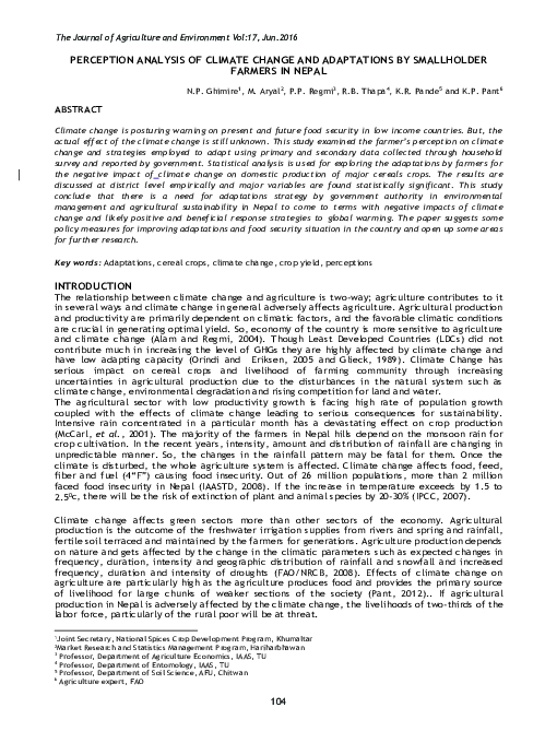 (PDF) Perception analysis of climate change and adaptations by ...