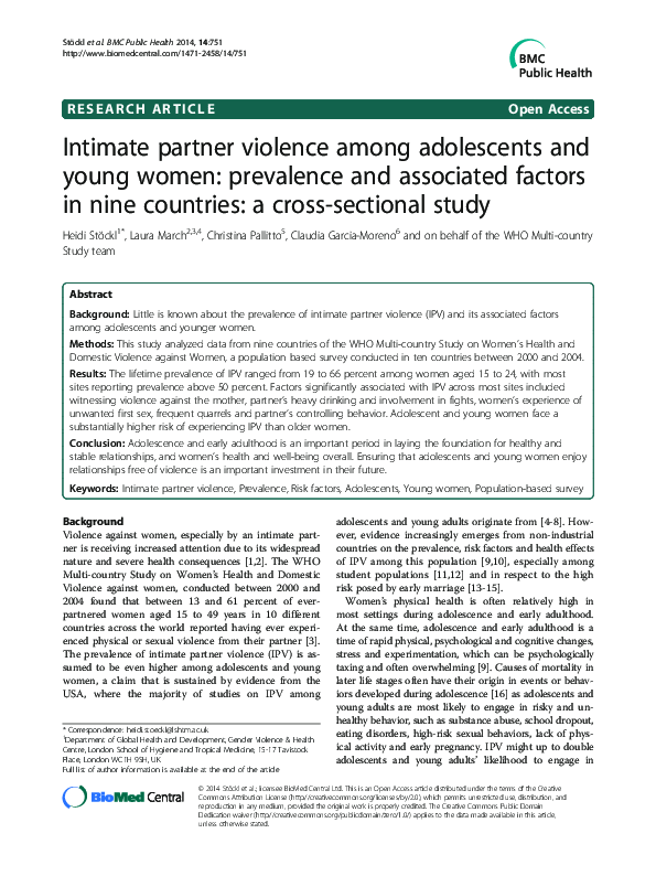 (PDF) Intimate partner violence among adolescents and young women ...