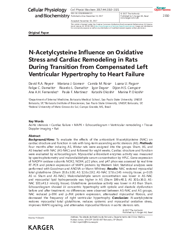 (PDF) N-Acetylcysteine Influence on Oxidative Stress and Cardiac ...
