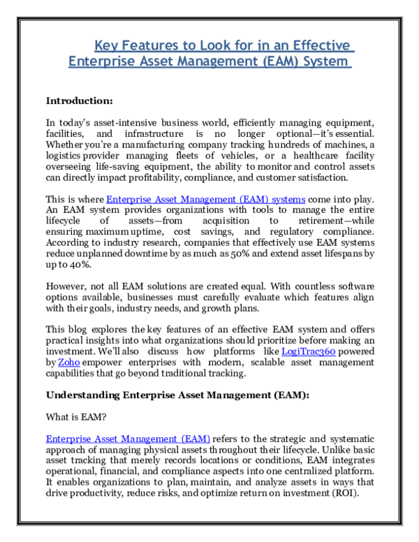 (PDF) Key Features to Look for in an Effective Enterprise Asset ...
