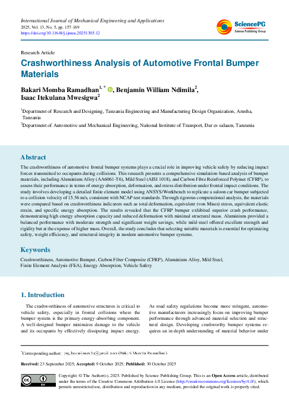 (PDF) Crashworthiness Analysis of Automotive Frontal Bumper Materials