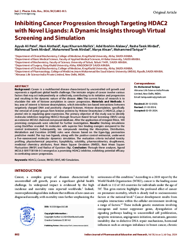 (PDF) Inhibiting Cancer Progression through Targeting HDAC2 with Novel ...
