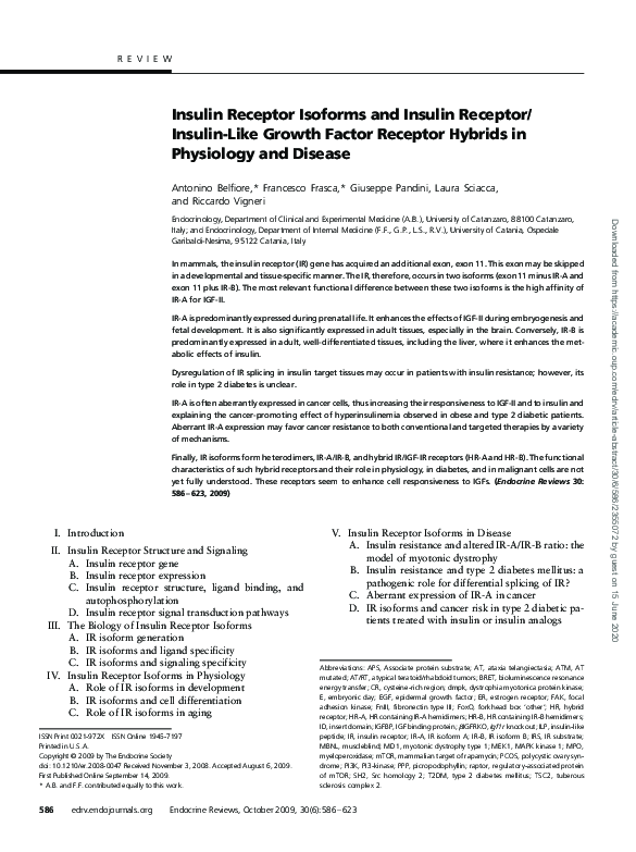 (PDF) Insulin Receptor Isoforms and Insulin Receptor/Insulin-Like ...