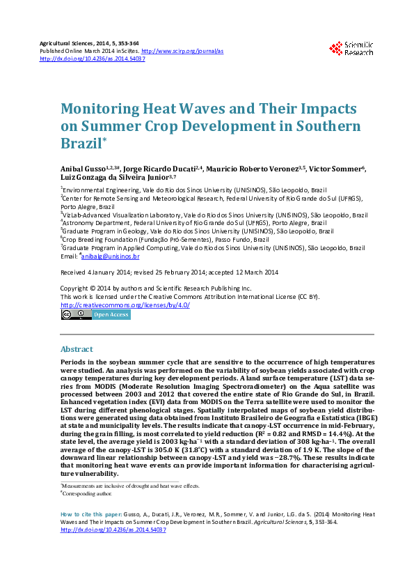 (PDF) Monitoring Heat Waves and Their Impacts on Summer Crop ...