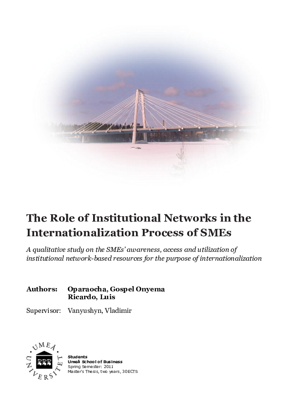 (PDF) The Role of Institutional Networks in the Internationalization ...