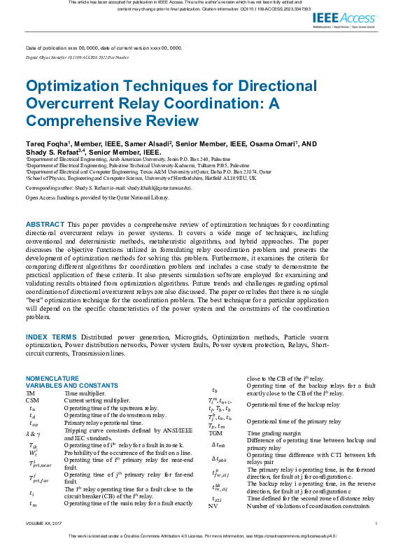 (PDF) Optimization Techniques for Directional Overcurrent Relay ...