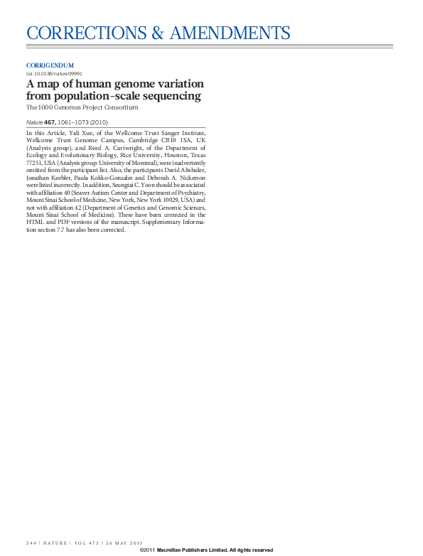(PDF) Erratum: A map of human genome variation from population-scale ...