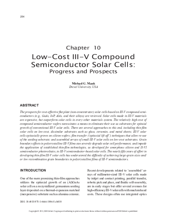 (PDF) Low-Cost III-V Compound Semiconductor Solar Cells