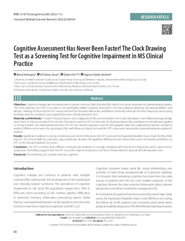 (PDF) Cognitive Assessment Has Never Been Faster! The Clock Drawing ...