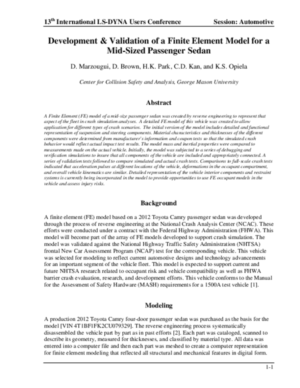 (PDF) Development & Validation of a Finite Element Model for a Mid ...