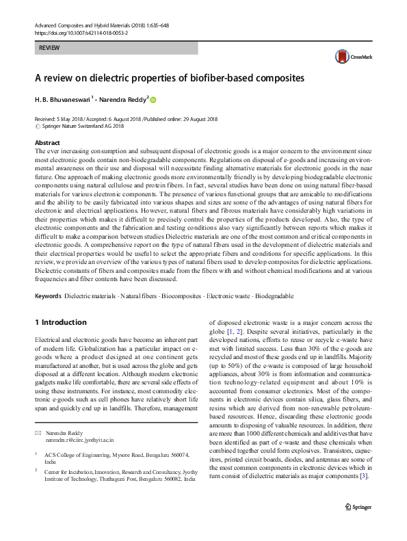 (PDF) A review on dielectric properties of biofiber-based composites