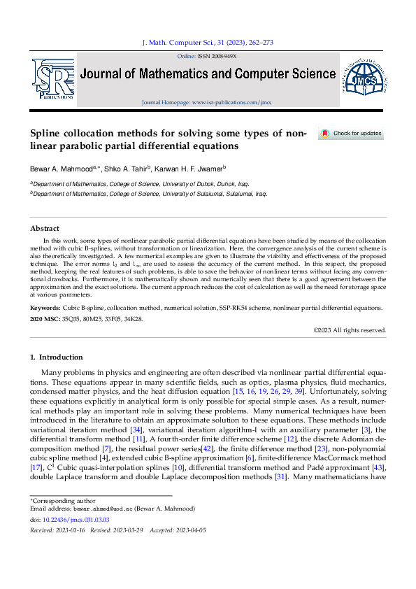 (PDF) Spline collocation methods for solving some types of nonlinear ...