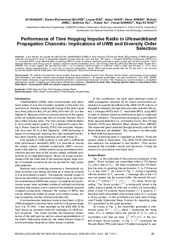 (PDF) Performance of Time Hopping Impulse Radio in Ultrawideband ...