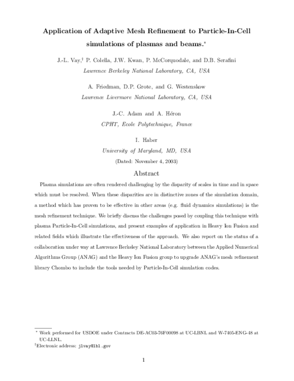(PDF) Application of adaptive mesh refinement to particle-in-cell ...