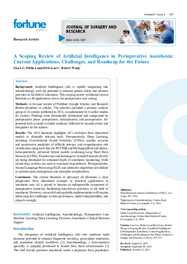 (PDF) A Scoping Review of Artificial Intelligence in Perioperative ...