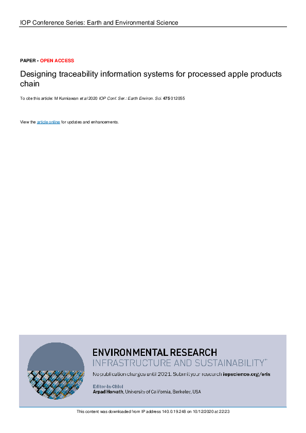 (PDF) Designing traceability information systems for processed apple ...