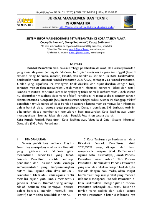 (PDF) JURNAL MANAJEMEN DAN TEKNIK INFORMATIKA