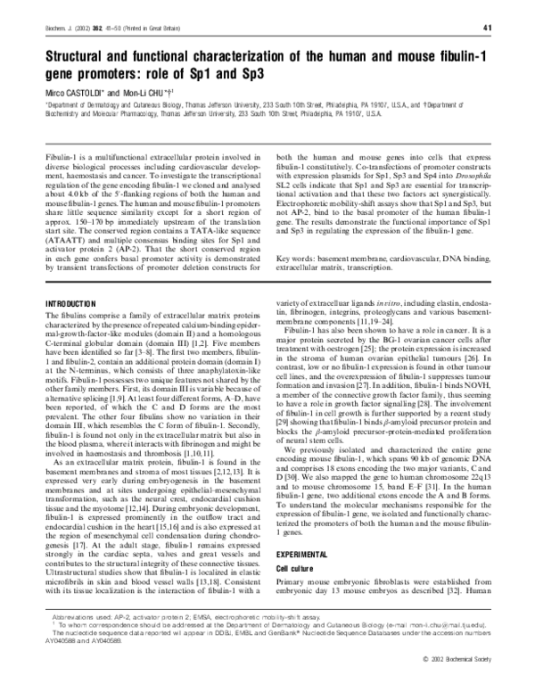 (PDF) Structural and functional characterization of the human and mouse ...