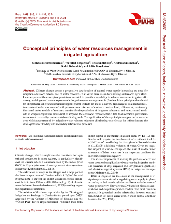 (PDF) Conceptual principles of water resources management in irrigated ...