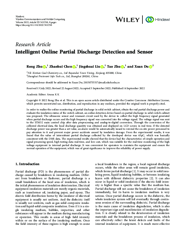 (PDF) Intelligent Online Partial Discharge Detection and Sensor
