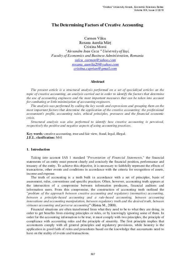 (PDF) The Determining Factors of Creative Accounting