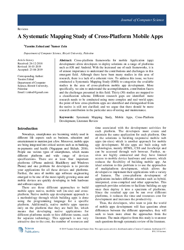 (PDF) A Systematic Mapping Study of Cross-Platform Mobile Apps