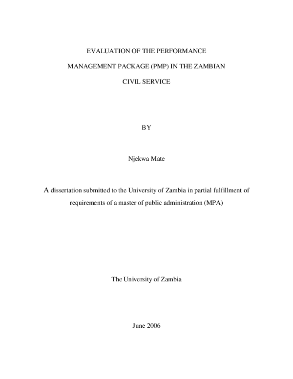 (PDF) Evaluation of the Performance of Management Package (PMP) in the ...
