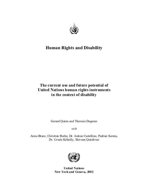 (PDF) Human Rights and Disability: The current use and future potential ...