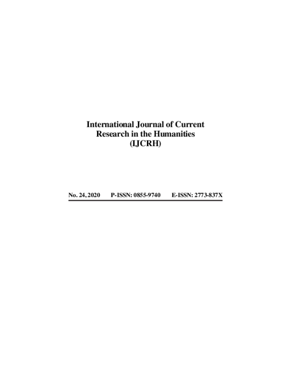 (PDF) International Journal of Current Research in the Humanities (IJCRH